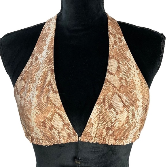 VITAMIN A Bikini Top Tan Reptile Print Size Medium - Picture 1 of 10
